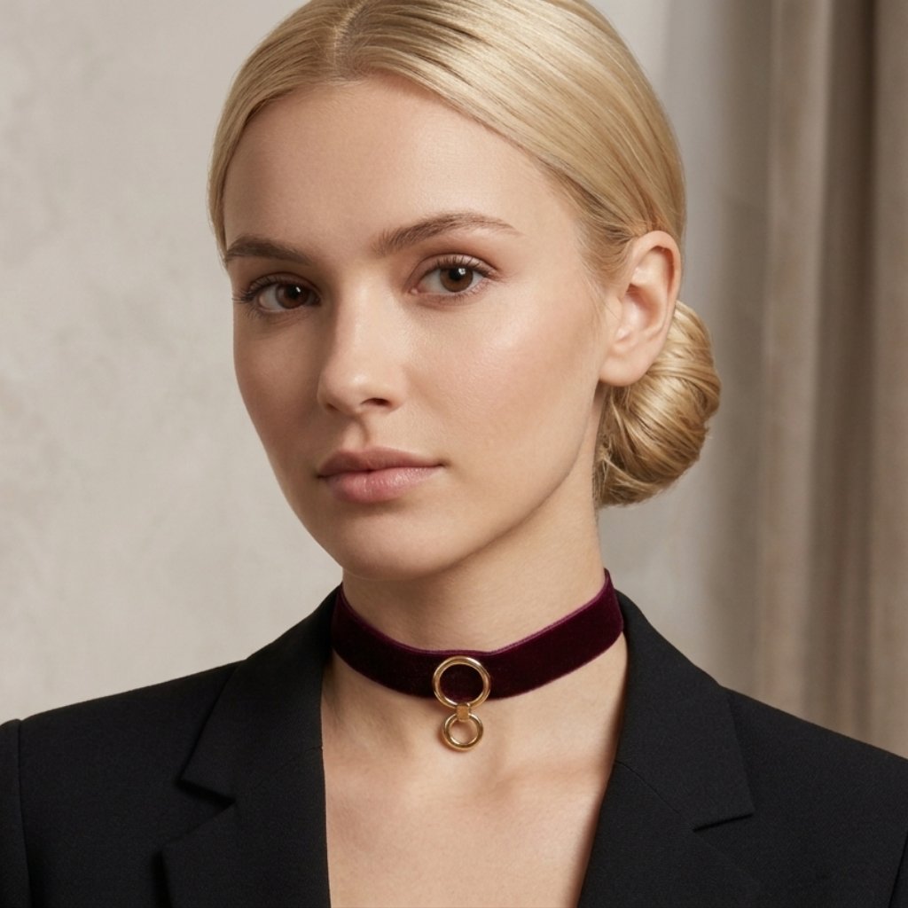 Rebecca Minkoff Velvet Burgundy Choker Necklace 21$